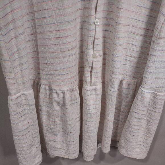 Women's LOFT Beach Coverup Dress White Rainbow Pinstripe Size M - Picture 6 of 8